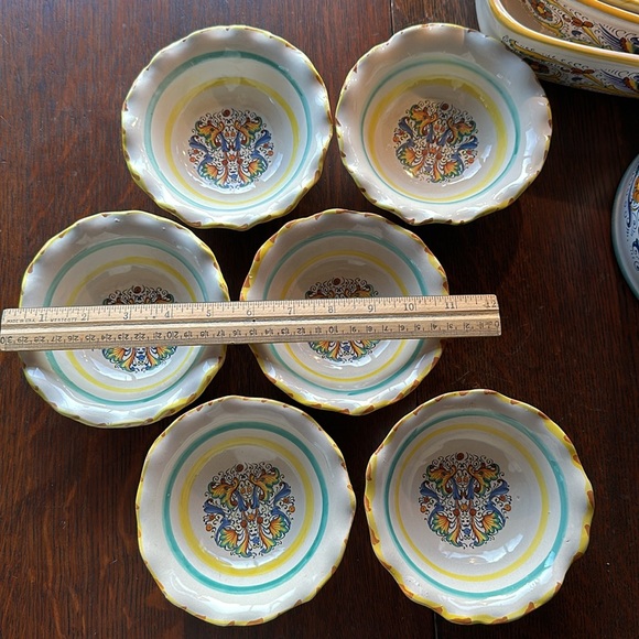 🇮🇹Meridiana Ceramiche set of 6 small desert or nut bowls Scalloped edges Italy - Picture 5 of 16